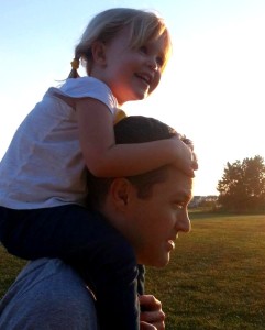 Ashlyn on Andy's shoulders, Sep 2014