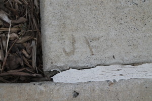 Jeff's initials in base of GCM flagpole after rennovation