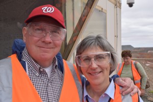 Randy and Carolyn on a tour of the open pit old mine at Kalgoorlie, Western Australia