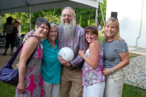 Me with four of my former volleyball players, at my retirement gathering, June 2014