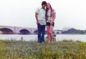 1973 - My future husband Javier and me with Memorial Bridge and the Lincoln Memorial in the background